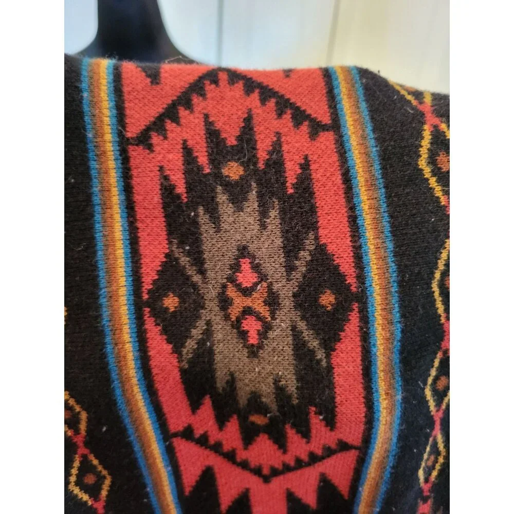 Spense Copper Knit Dress Aztec Sweater Trim 16W Boho Western Hippie Equestrian - Picture 9 of 10